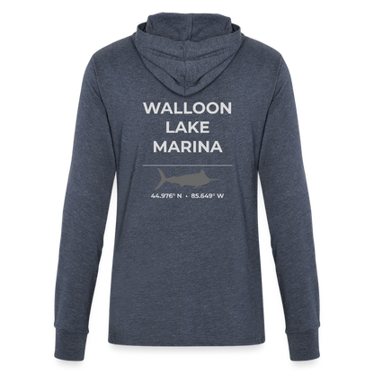 WALLOON LAKE MARINA LONG SLEEVE HOODED TEE - heather navy
