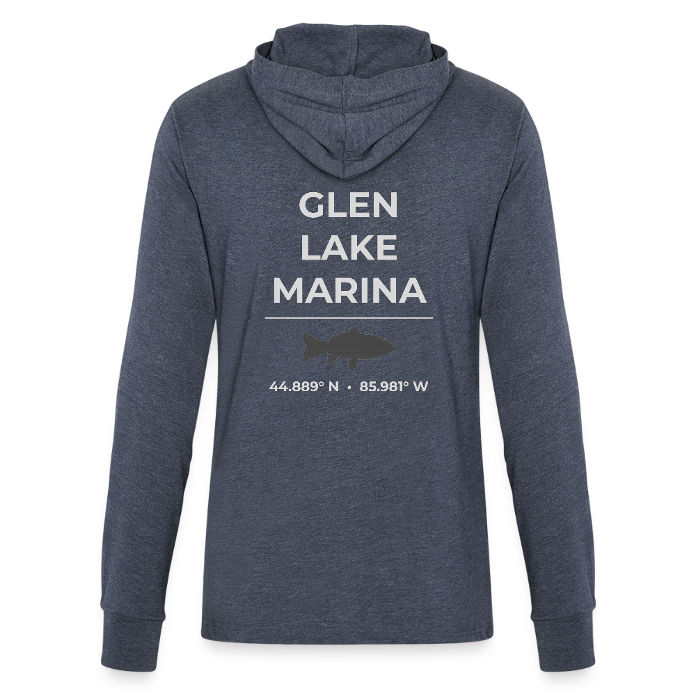 GLEN LAKE MARINA LONG SLEEVE HOODED TEE - heather navy