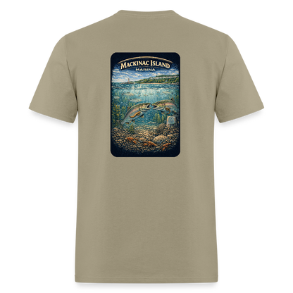 Mackinac Island Marina T-Shirt | Michigan Marina Series - khaki