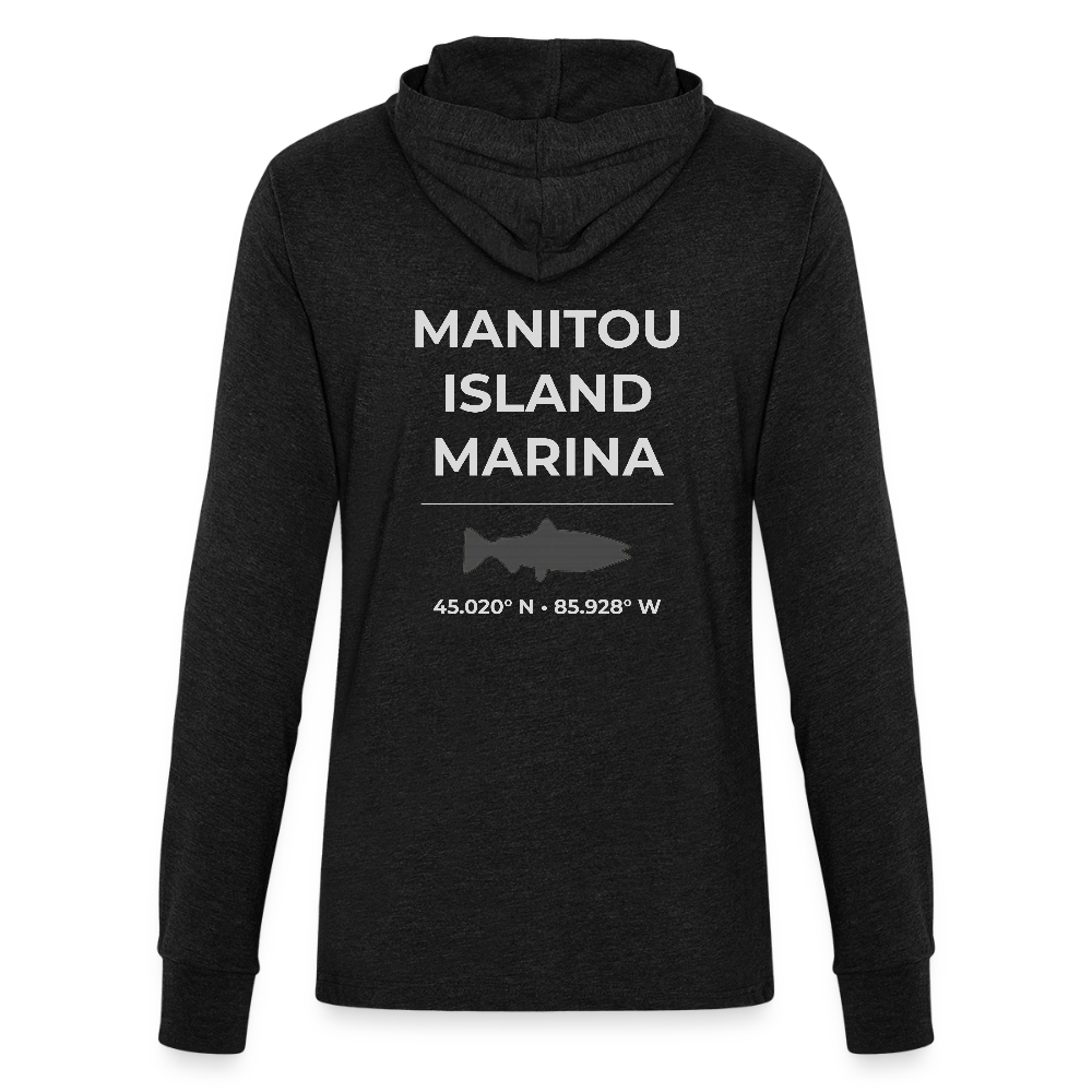 MANITOU ISLAND MARINA LONG SLEEVE HOODED TEE - heather black