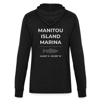 MANITOU ISLAND MARINA LONG SLEEVE HOODED TEE - heather black