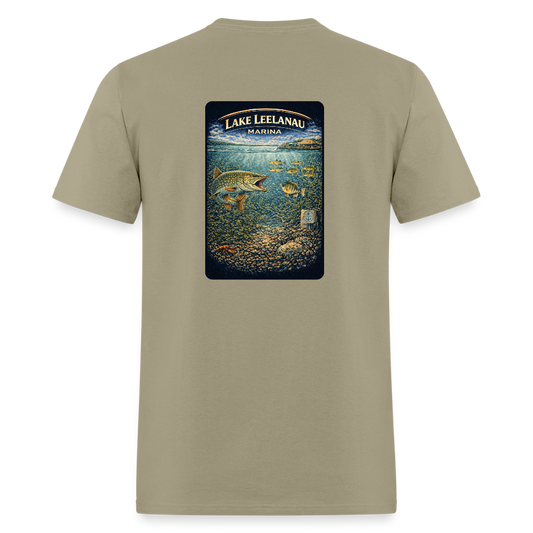 Lake Leelanau Marina T-Shirt | Michigan Marina Series - khaki