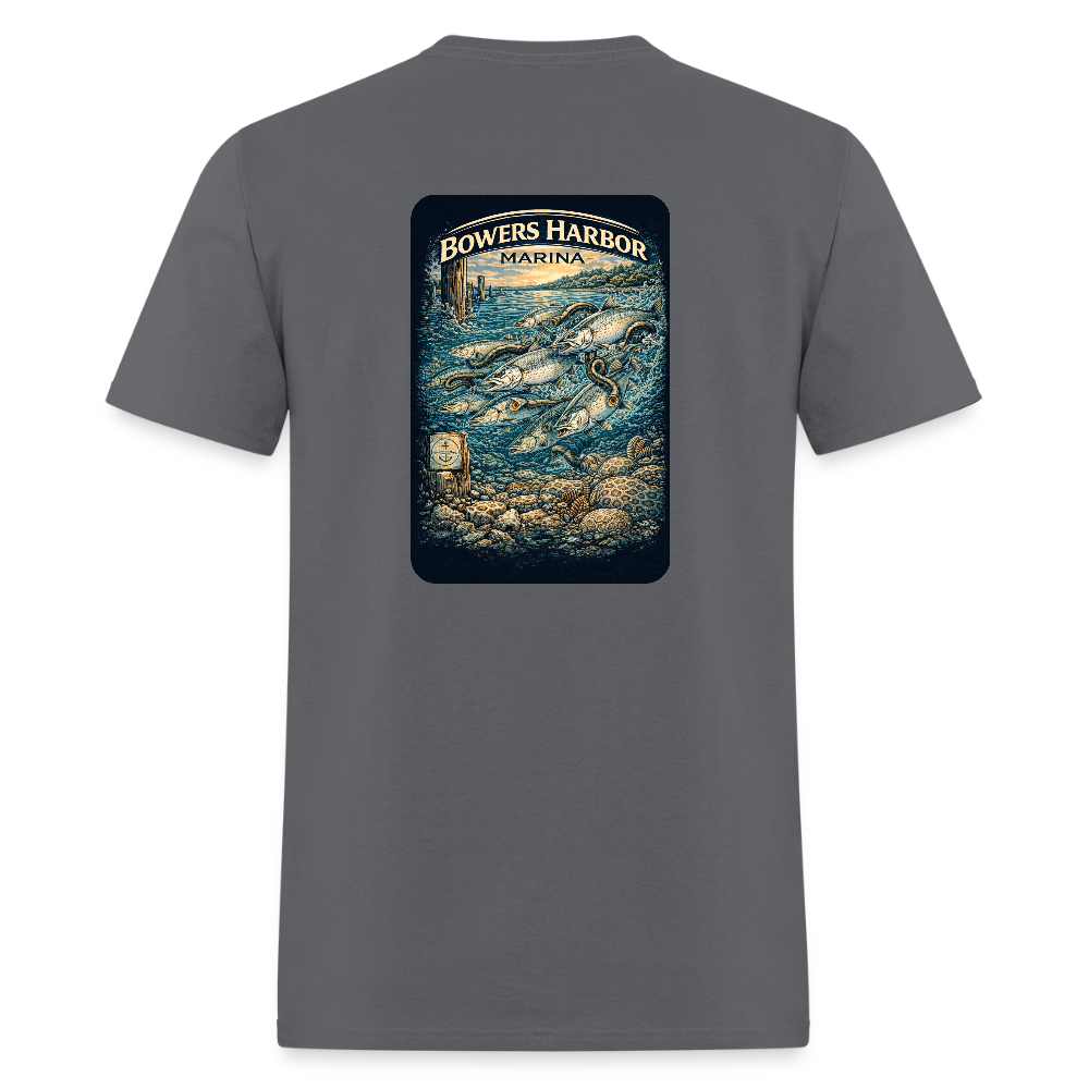 Bowers Harbor Marina T-Shirt | Lake Michigan Coastal Heritage - charcoal