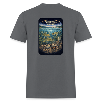 Cheboygan Marina T-Shirt | Michigan Marina Series - charcoal