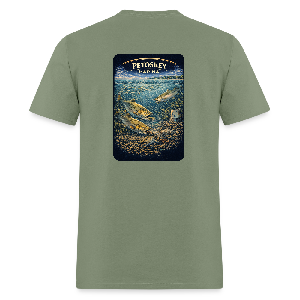 Petoskey Marina T-Shirt | Michigan Marina Series - military green