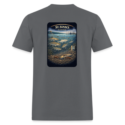 St. Ignace Marina T-Shirt | Michigan Marina Series - charcoal
