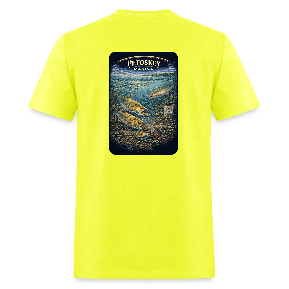 Petoskey Marina T-Shirt | Michigan Marina Series - safety green