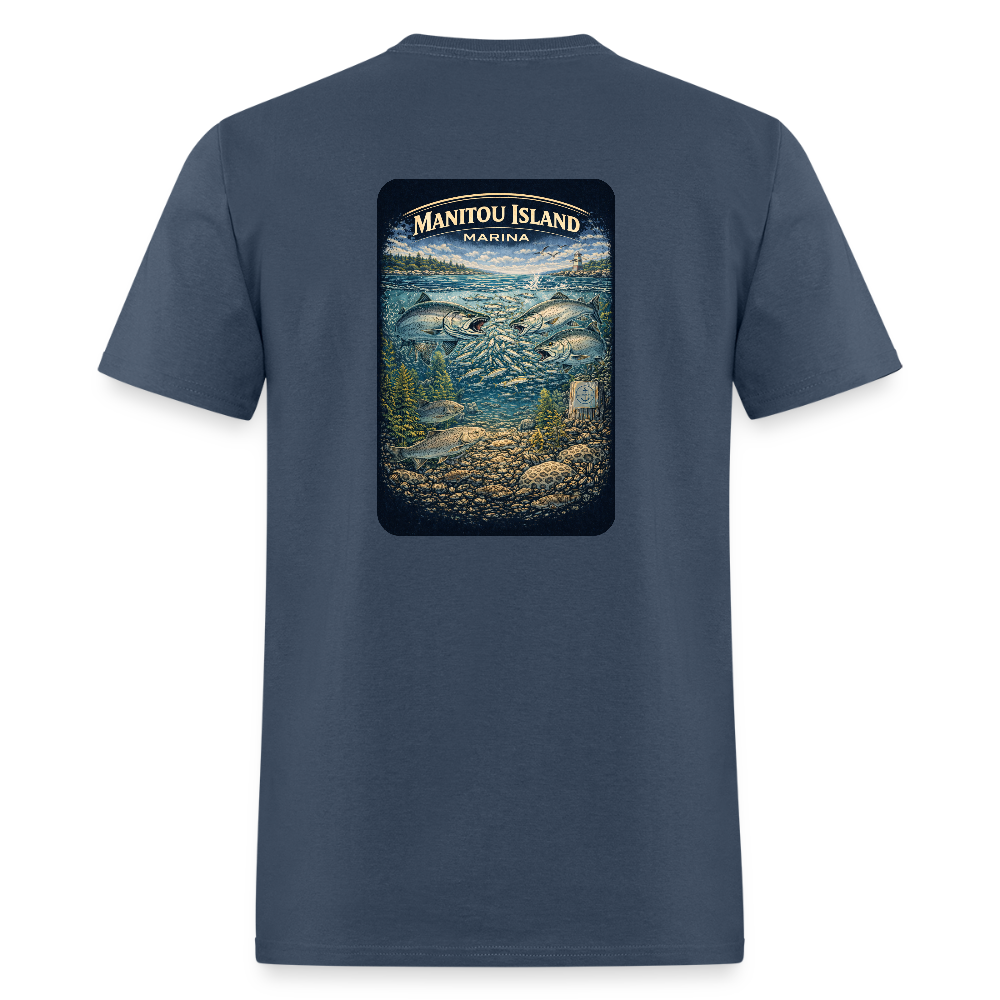 Manitou Island Marina T-Shirt | Michigan Marina Series -  blue dusk