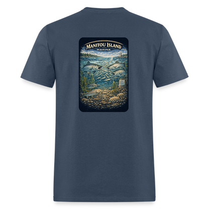 Manitou Island Marina T-Shirt | Michigan Marina Series -  blue dusk