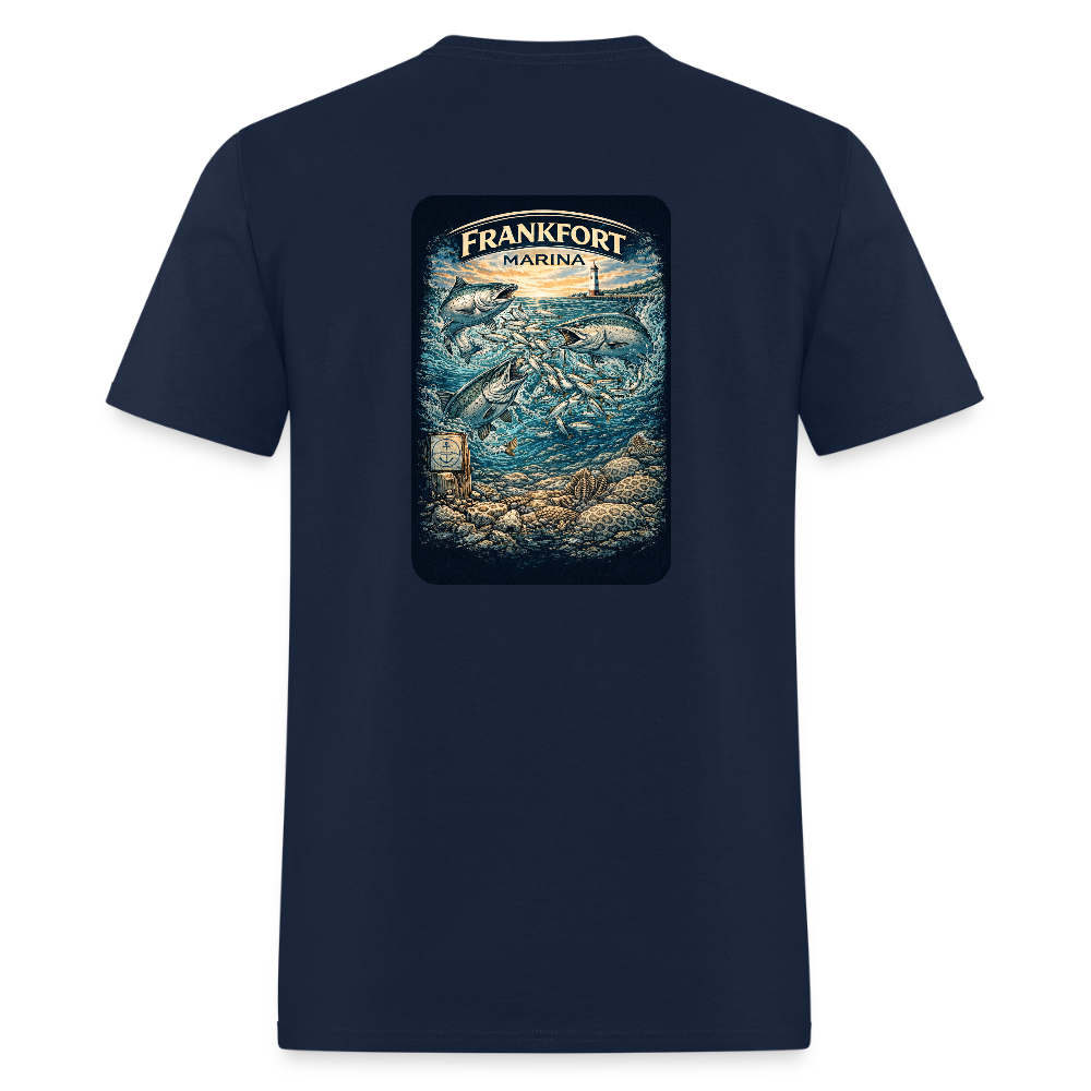 Frankfort Marina T-Shirt | Lake Michigan Coastal Heritage - navy