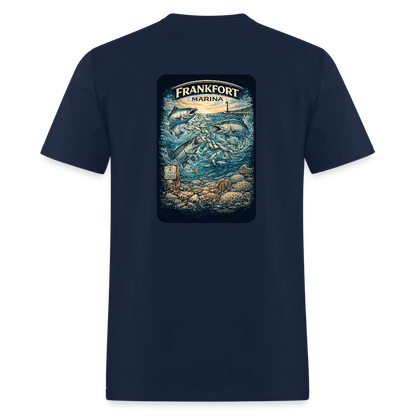 Frankfort Marina T-Shirt | Lake Michigan Coastal Heritage - navy