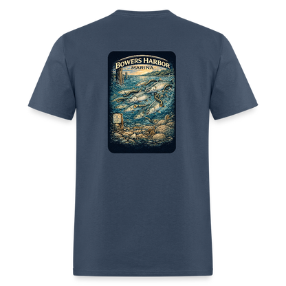 Bowers Harbor Marina T-Shirt | Lake Michigan Coastal Heritage -  blue dusk