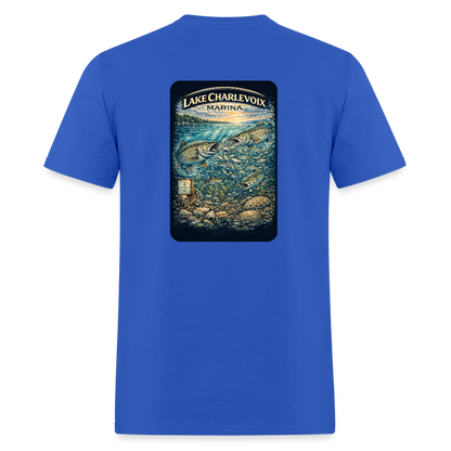 Lake Charlevoix Marina T-Shirt | Michigan Inland Water Heritage - royal blue