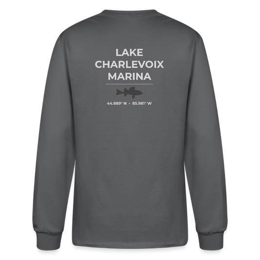 LAKE CHARLEVOIX MARINA LONG SLEEVE T-SHIRT - charcoal