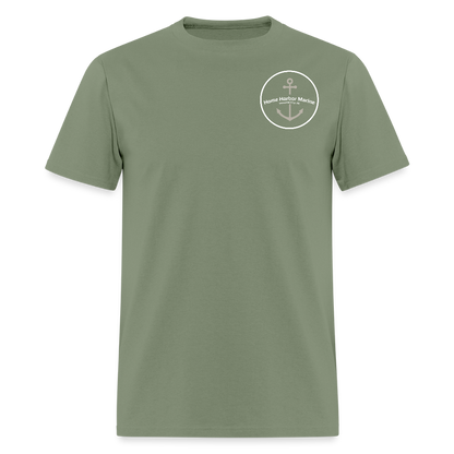Detroit River Marina T-Shirt | Michigan Waterway Heritage - military green