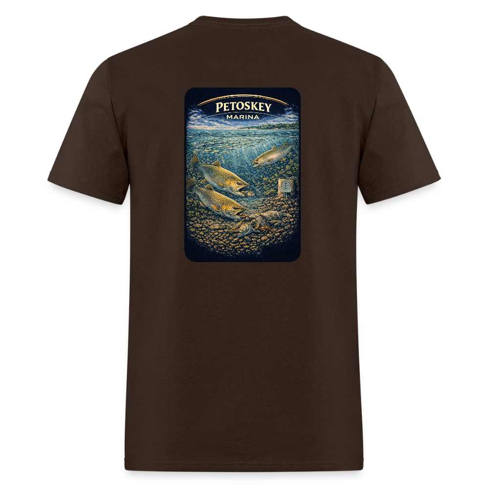 Petoskey Marina T-Shirt | Michigan Marina Series - brown