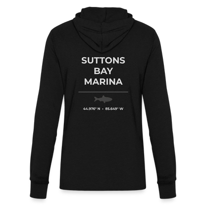 SUTTONS BAY MARINA LONG SLEEVE HOODED TEE - black