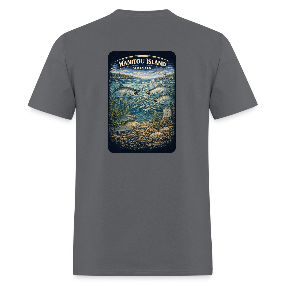 Manitou Island Marina T-Shirt | Michigan Marina Series - charcoal