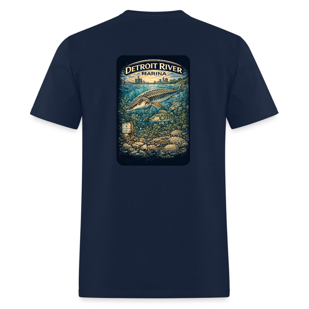Detroit River Marina T-Shirt | Michigan Waterway Heritage - navy