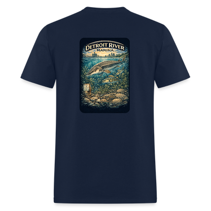 Detroit River Marina T-Shirt | Michigan Waterway Heritage - navy