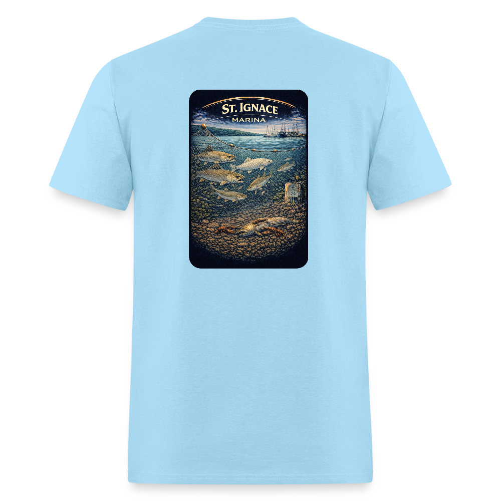 St. Ignace Marina T-Shirt | Michigan Marina Series - powder blue