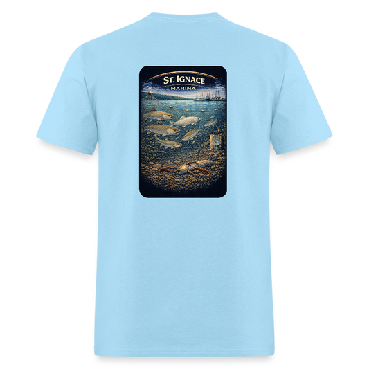 St. Ignace Marina T-Shirt | Michigan Marina Series - powder blue