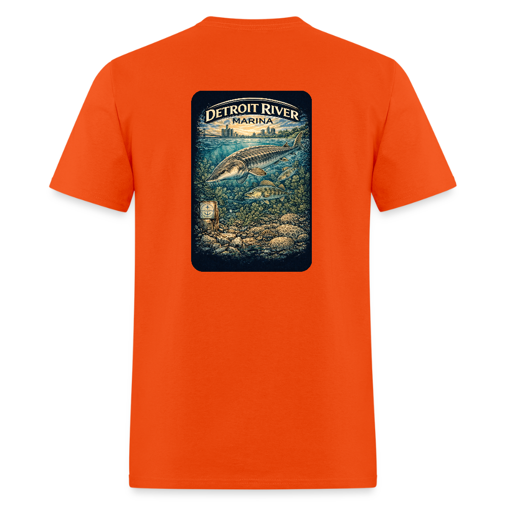 Detroit River Marina T-Shirt | Michigan Waterway Heritage - orange