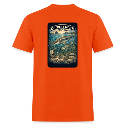 Detroit River Marina T-Shirt | Michigan Waterway Heritage - orange
