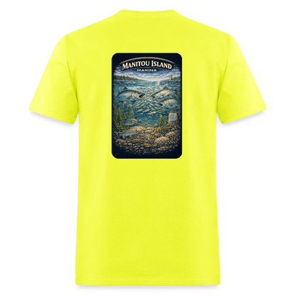 Manitou Island Marina T-Shirt | Michigan Marina Series - safety green