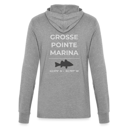 GROSSE POINTE MARINA LONG SLEEVE HOODED TEE - heather grey