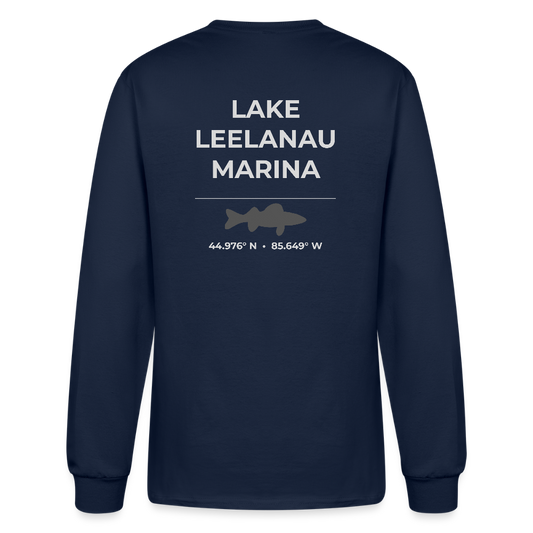 LAKE LEELANAU MARINA LONG SLEEVE T-SHIRT - navy