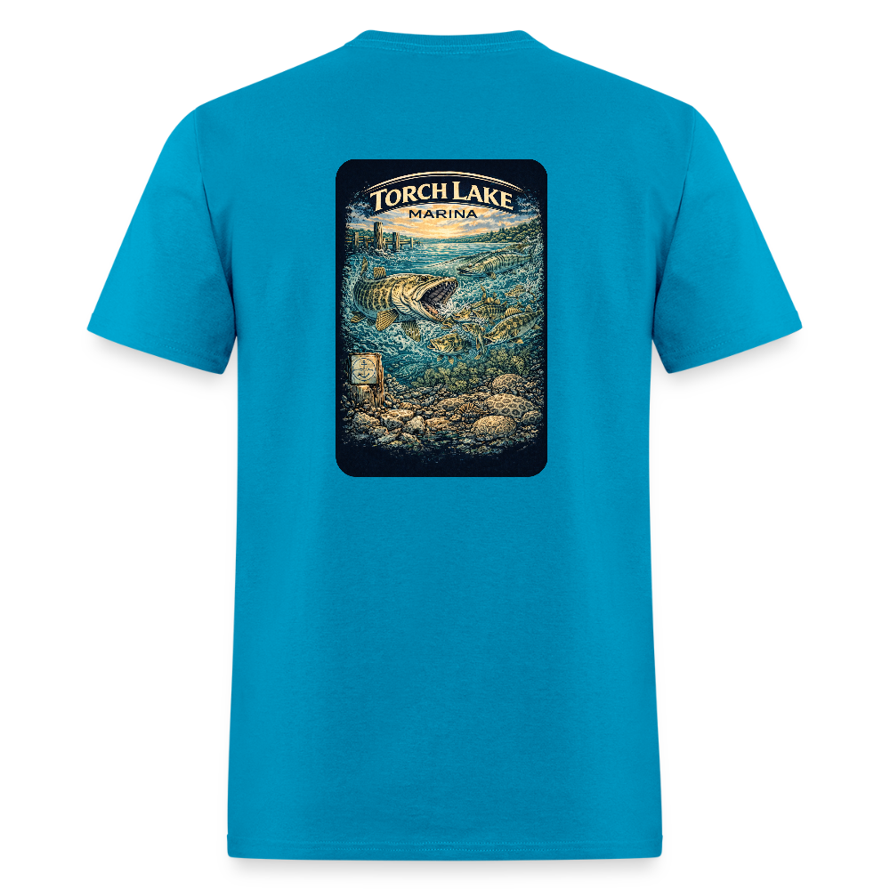 Torch Lake Marina T-Shirt | Michigan Inland Water Heritage - turquoise