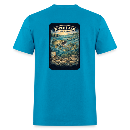 Torch Lake Marina T-Shirt | Michigan Inland Water Heritage - turquoise