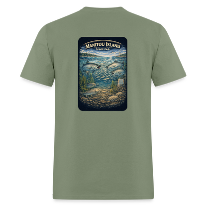 Manitou Island Marina T-Shirt | Michigan Marina Series - military green