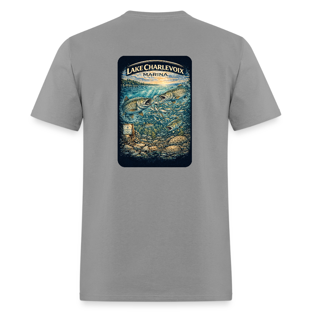 Lake Charlevoix Marina T-Shirt | Michigan Inland Water Heritage - rock