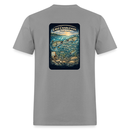 Lake Charlevoix Marina T-Shirt | Michigan Inland Water Heritage - rock