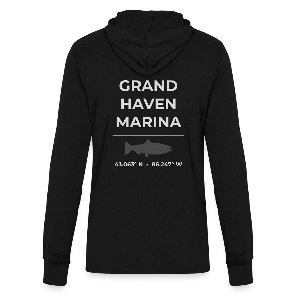 GRAND HAVEN MARINA LONG SLEEVE HOODED TEE - black