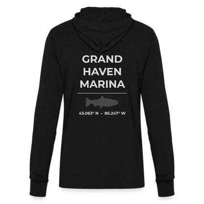GRAND HAVEN MARINA LONG SLEEVE HOODED TEE - black