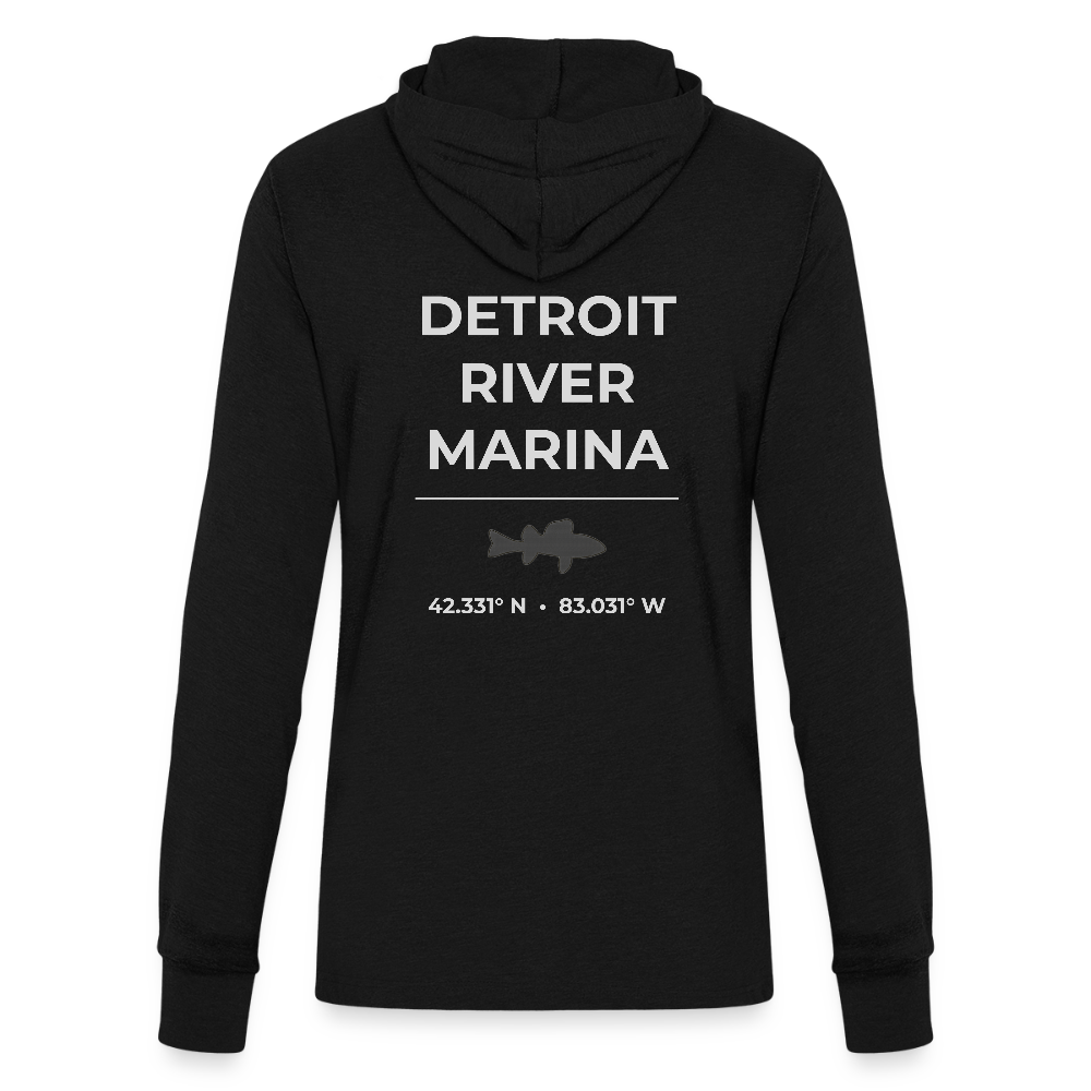 DETROIT RIVER MARINA LONG SLEEVE HOODED TEE - black