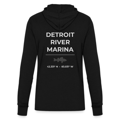 DETROIT RIVER MARINA LONG SLEEVE HOODED TEE - black