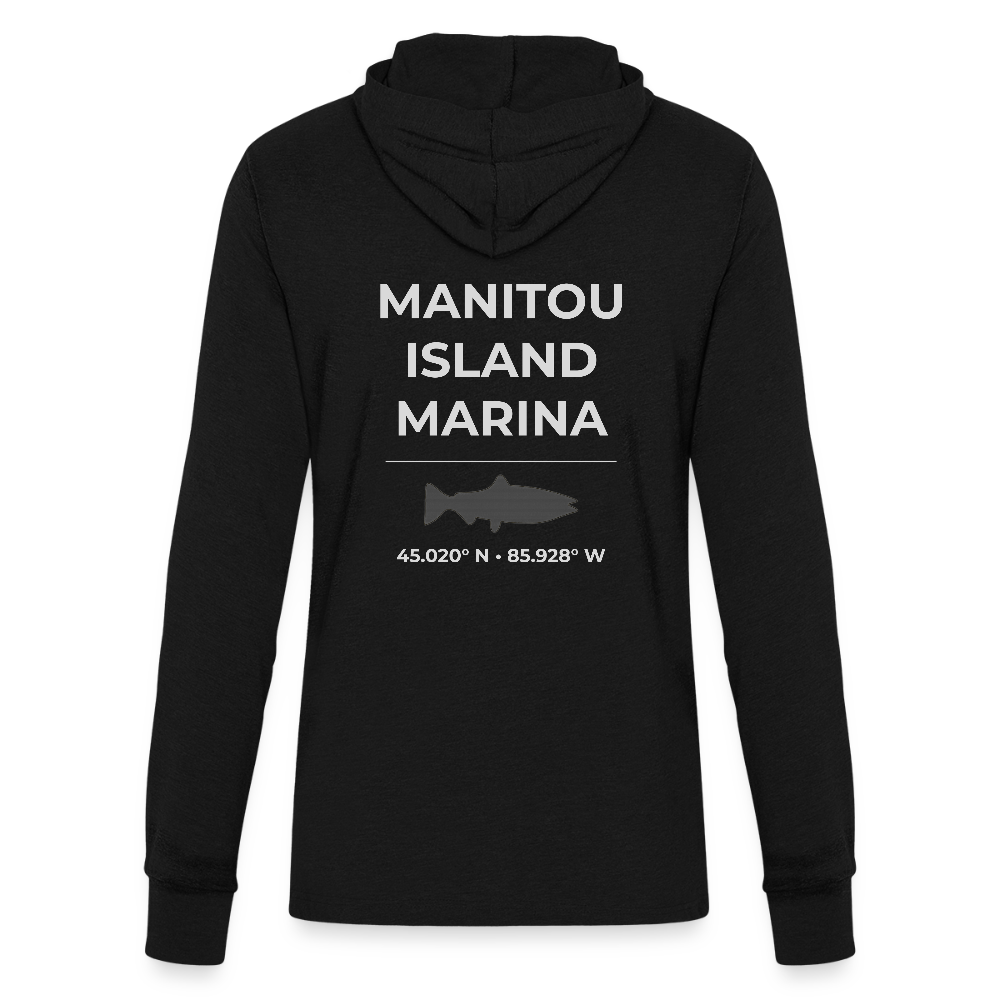 MANITOU ISLAND MARINA LONG SLEEVE HOODED TEE - black