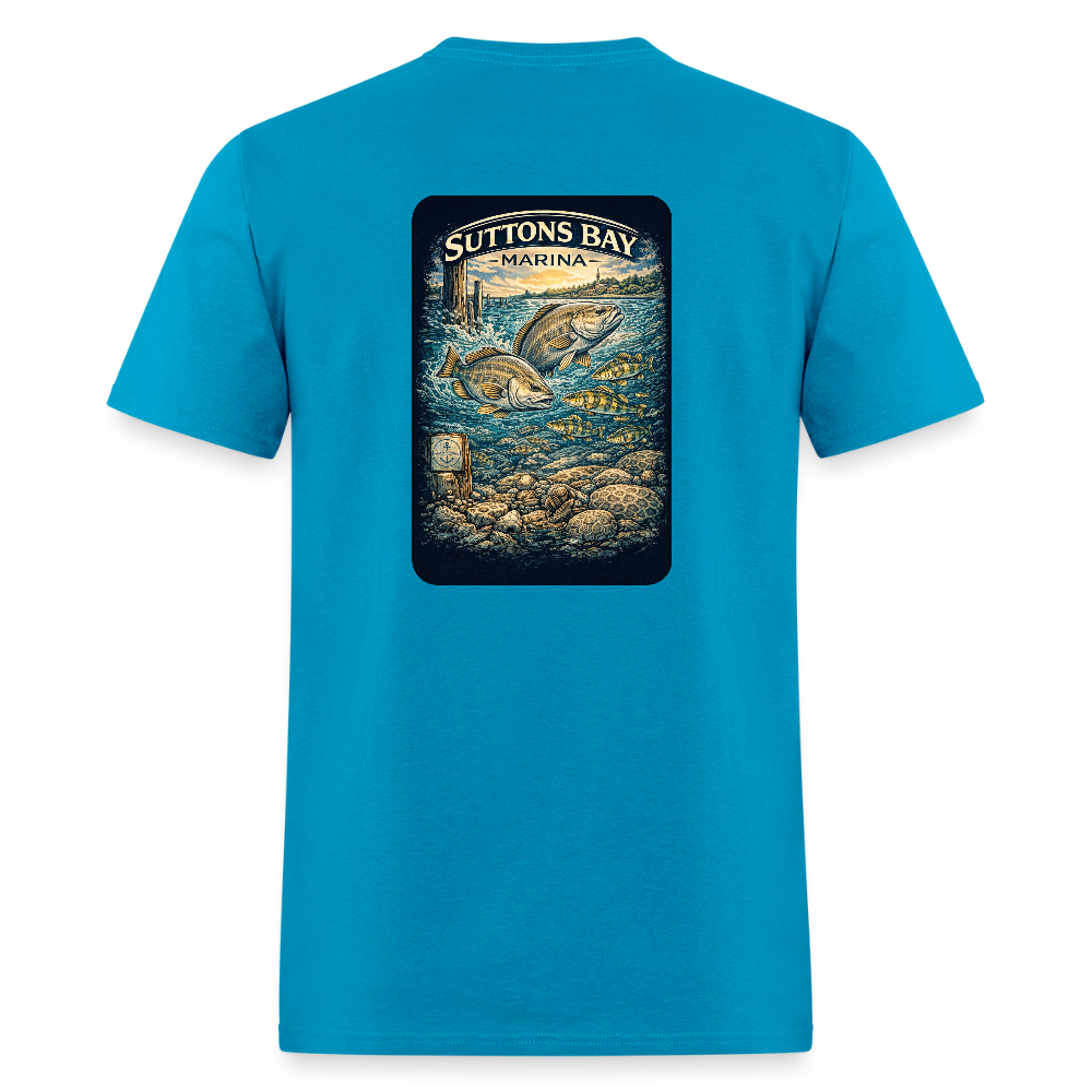 Suttons Bay Marina T-Shirt | Lake Michigan Coastal Heritage - turquoise