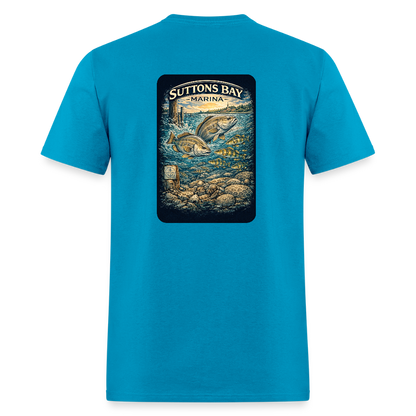 Suttons Bay Marina T-Shirt | Lake Michigan Coastal Heritage - turquoise