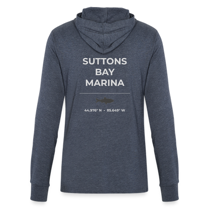SUTTONS BAY MARINA LONG SLEEVE HOODED TEE - heather navy