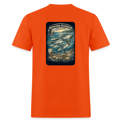 Bowers Harbor Marina T-Shirt | Lake Michigan Coastal Heritage - orange