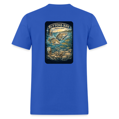 Suttons Bay Marina T-Shirt | Lake Michigan Coastal Heritage - royal blue