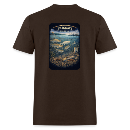 St. Ignace Marina T-Shirt | Michigan Marina Series - brown