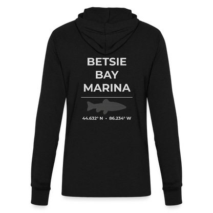 BETSIE BAY MARINA LONG SLEEVE HOODED TEE - black