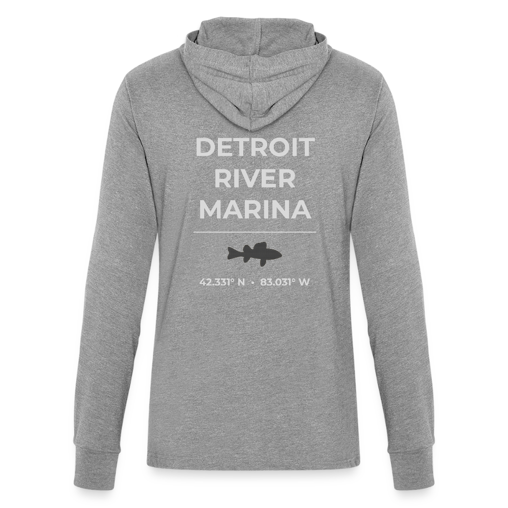 DETROIT RIVER MARINA LONG SLEEVE HOODED TEE - heather grey