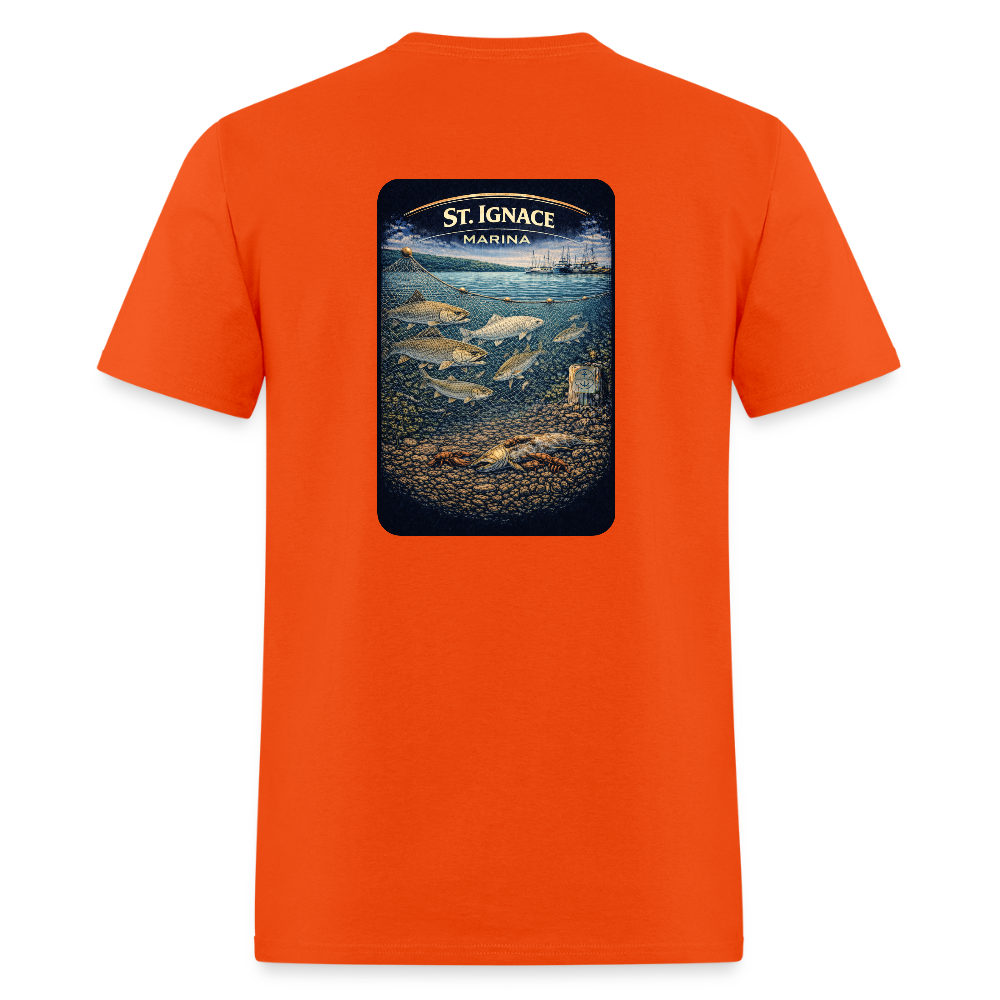 St. Ignace Marina T-Shirt | Michigan Marina Series - orange